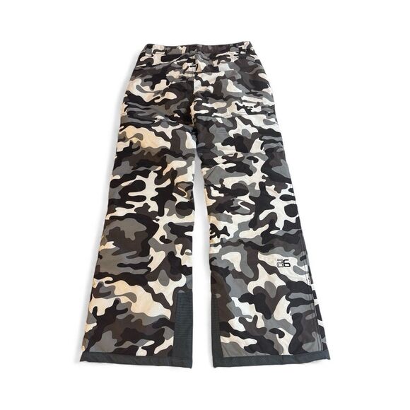 Arctix Ski Snow Pants Kids Black Grey White Camo Reinforced Knees Seat Size L - Picture 2 of 11